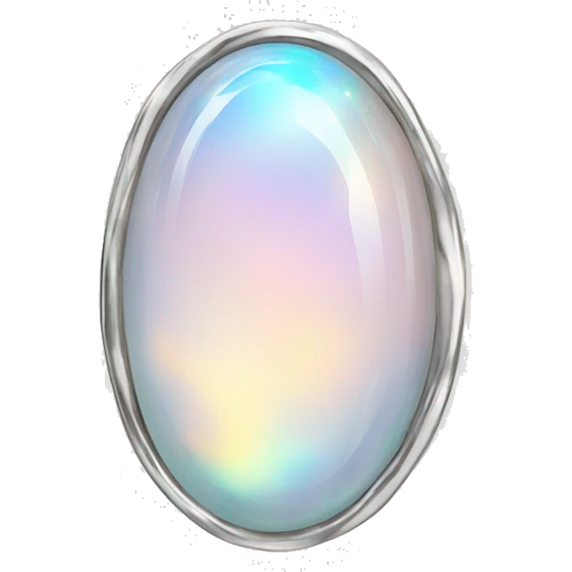 Opal oval gem with silver edge emoji