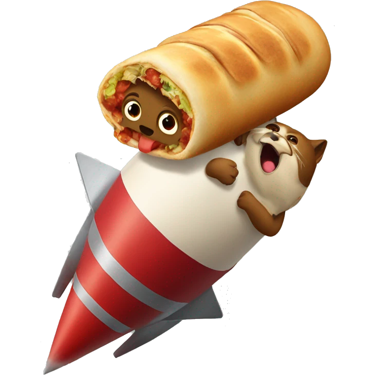A Beast eating a chimichanga on a rocket  emoji