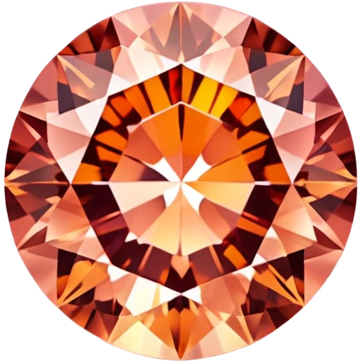 Round cut Padparadscha sapphire with sunset orange-pink hue and sparkling facets emoji