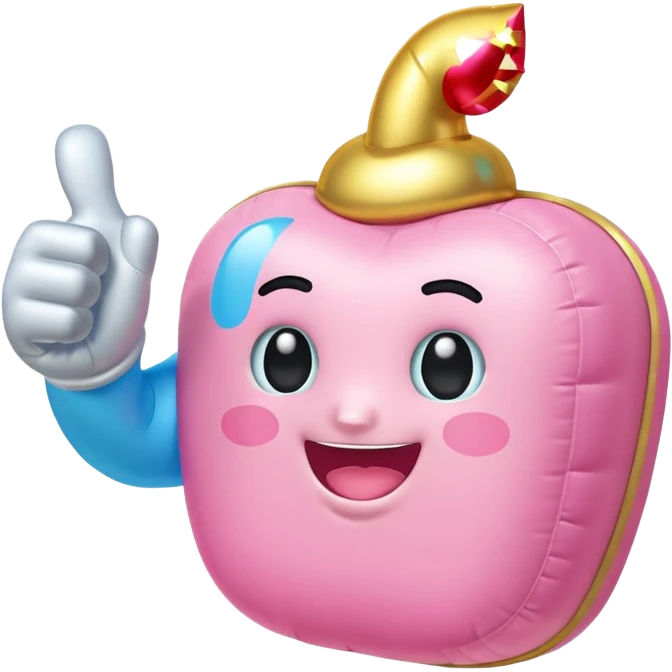 kawaii pink gold and light blue inflatable thumbs up emoji