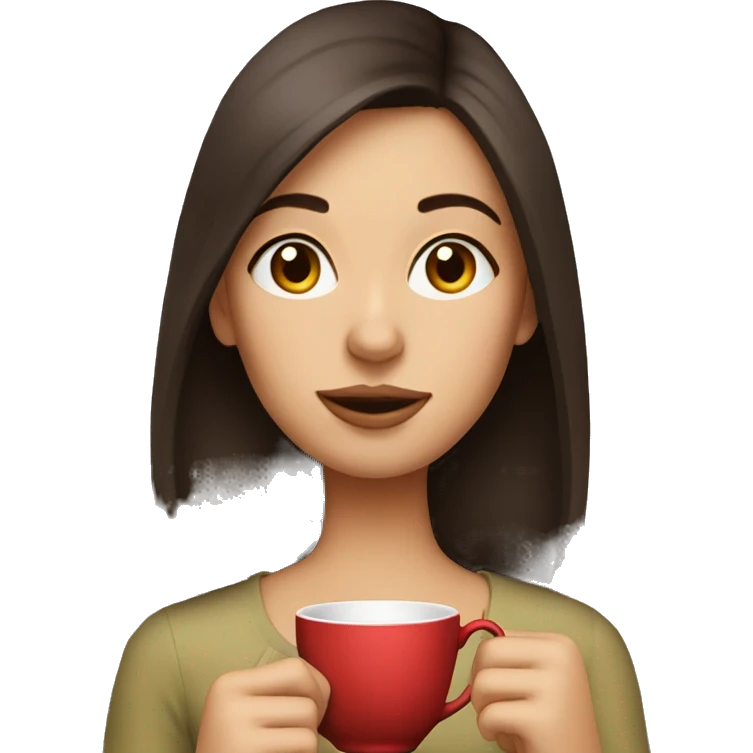 Girl brunette sipping tea emoji
