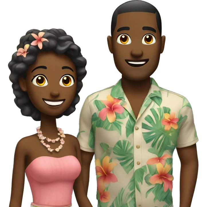 Man and woman honeymoon in Hawaii  emoji