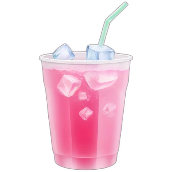 pink drink with ice cubes in a white plastic cup emoji