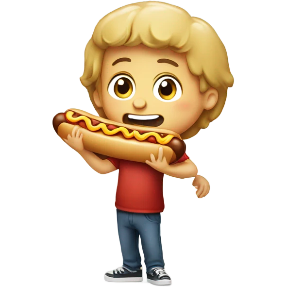 Boy eating a hotdog  emoji
