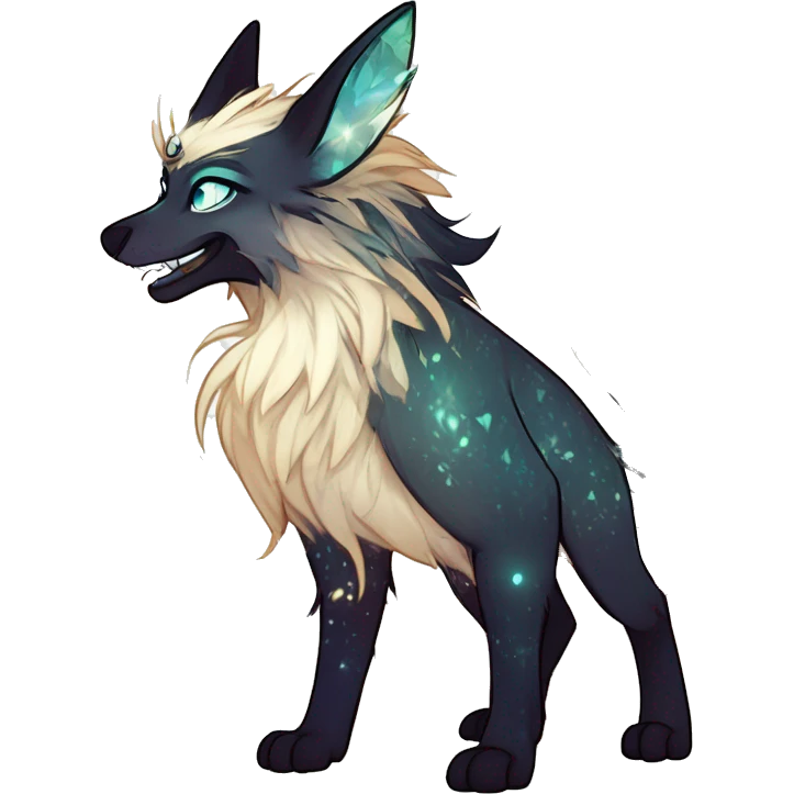 Cool cute Kawaii edgy ethereal futuristic modern epic fantasy animal sparkle fursona Fionbri creature by griffsnuff & LiLaiRa & Falvie full body emoji