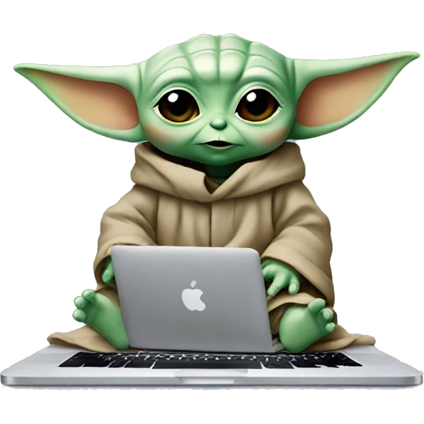 
baby yoda with macbook emoji