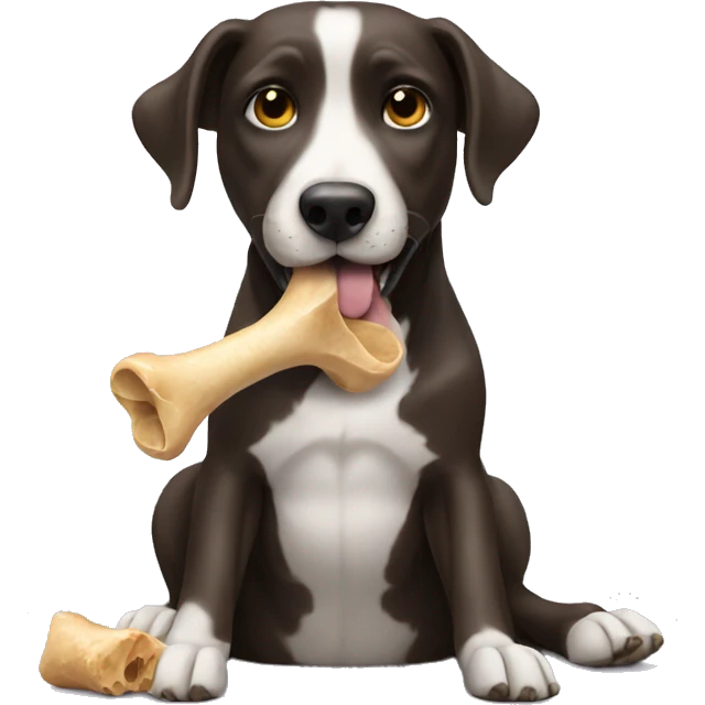 Dog eating a bone emoji