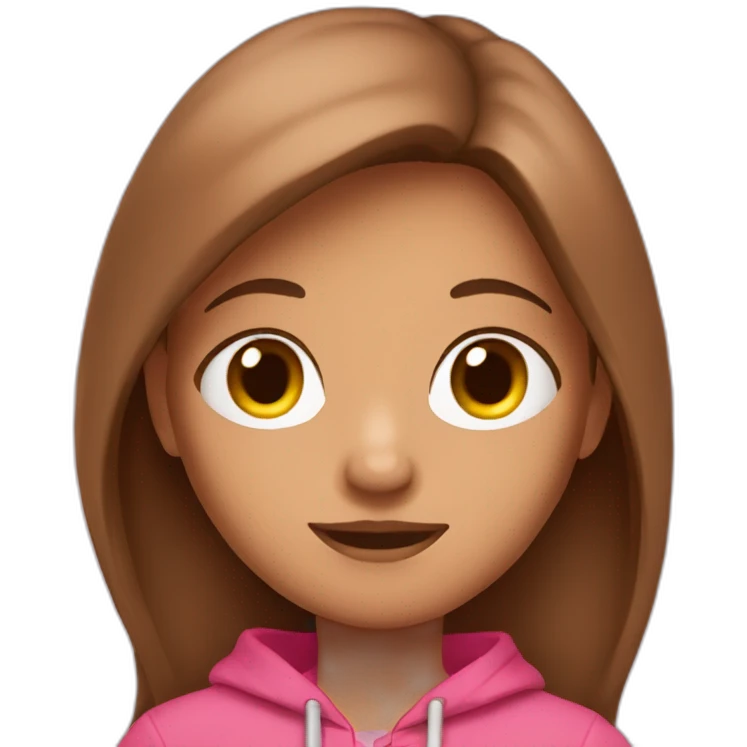 Girl 10 years with pink hoodie and brown long hair emoji