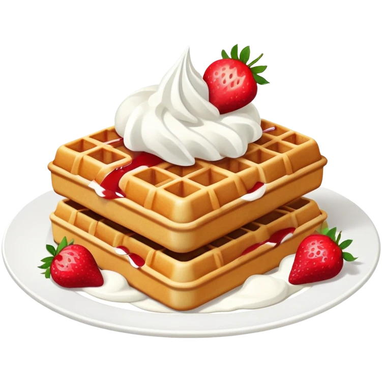 waffles with whip cream and strawberries emoji