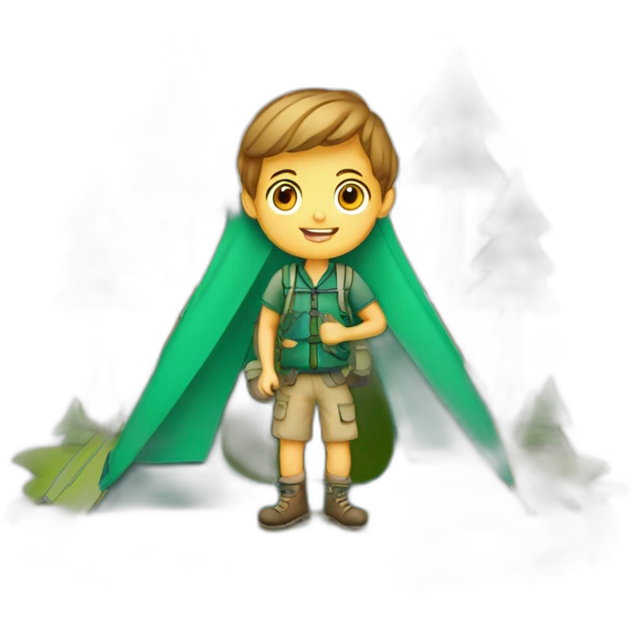logo camping boy with tent background emoji