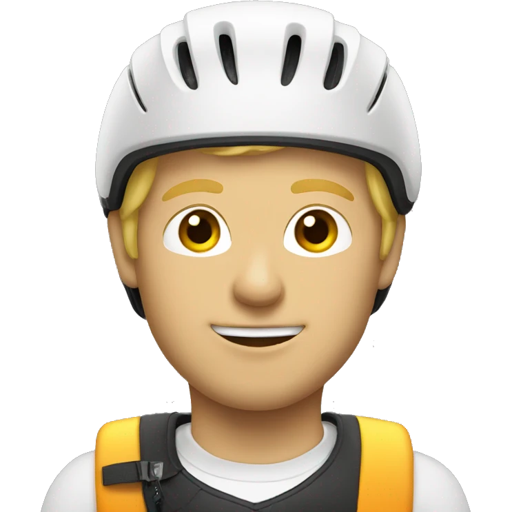 Blond white man with bike helmet on emoji
