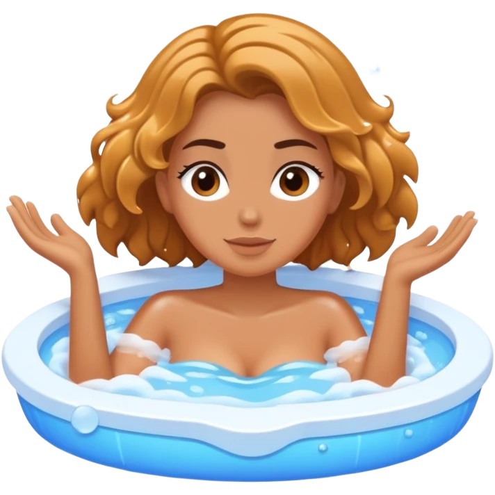 Woman relaxing in jacuzzi bubbling water zoomed out view emoji