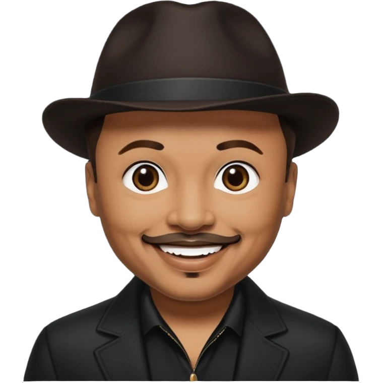 Howard Hewett with dark brown hair, black outfit emoji