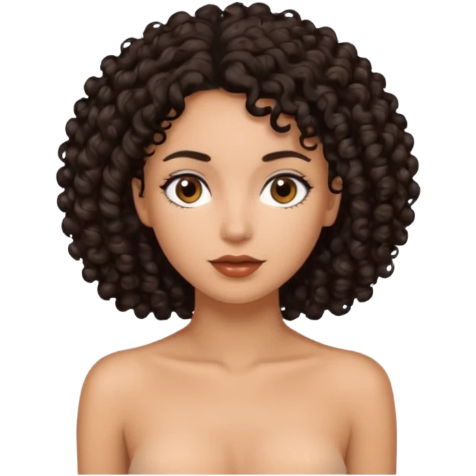 Female black curly hair topless emoji
