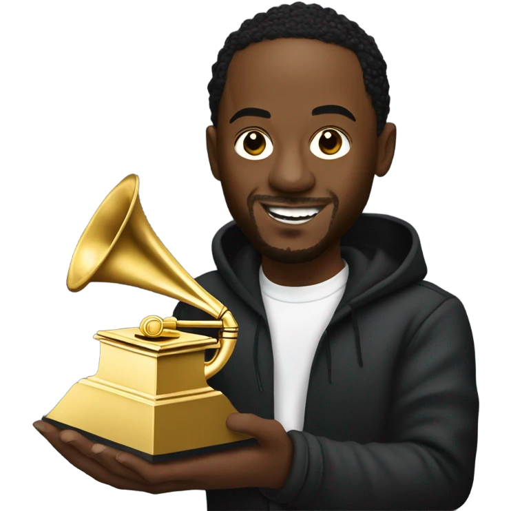 Kendrick Lamar holding a Grammy  emoji