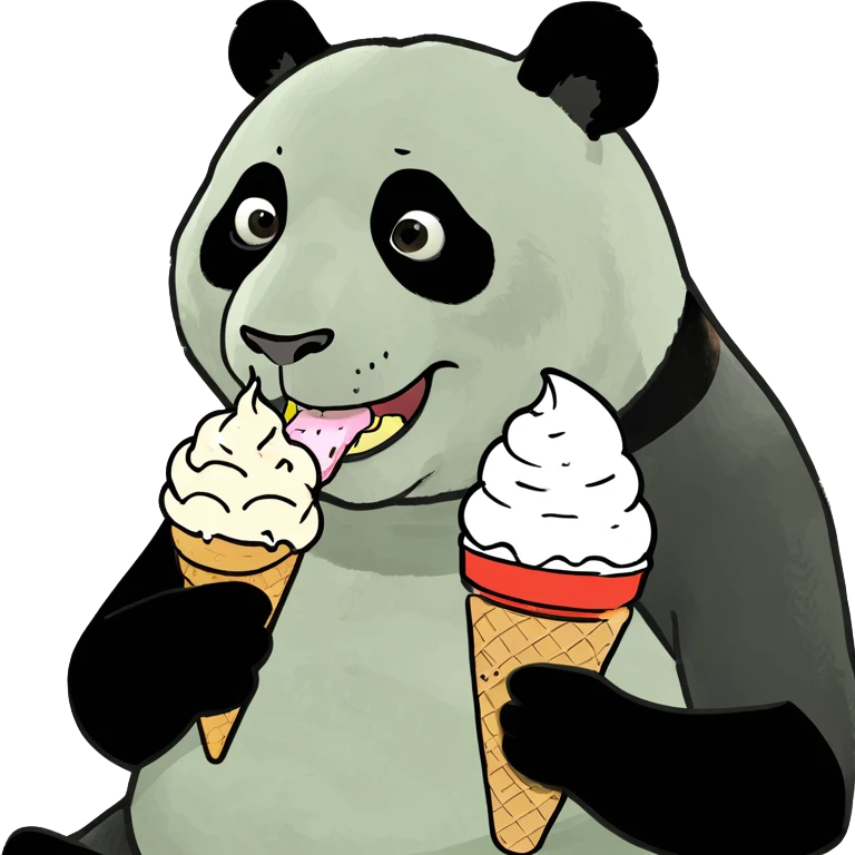 Panda eating ice cream emoji
