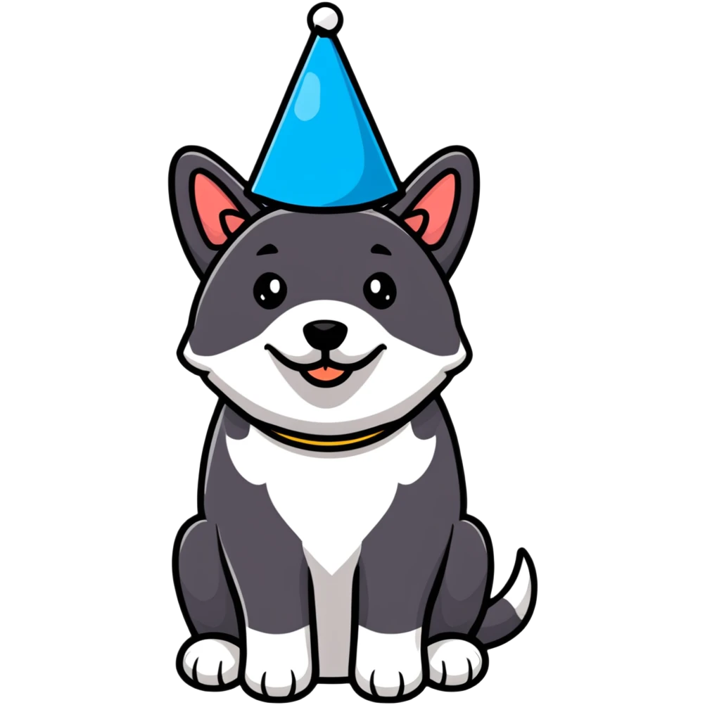 dog wearing a birthday hat emoji