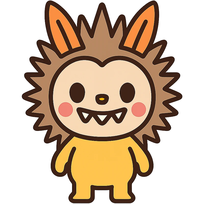 Labubu character as a color outlined icon, black outlines with subtle color accents emoji
