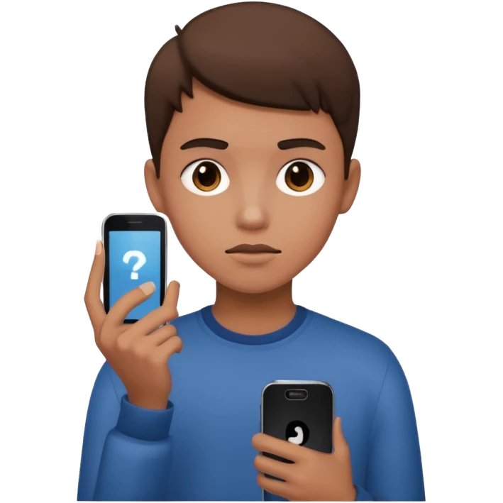 teenager holding a phone with a dramatic face emoji