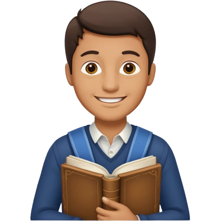 man holding a history book, smiling emoji
