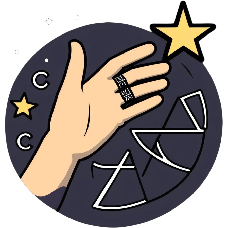 symbolic hand with runes and stars emoji