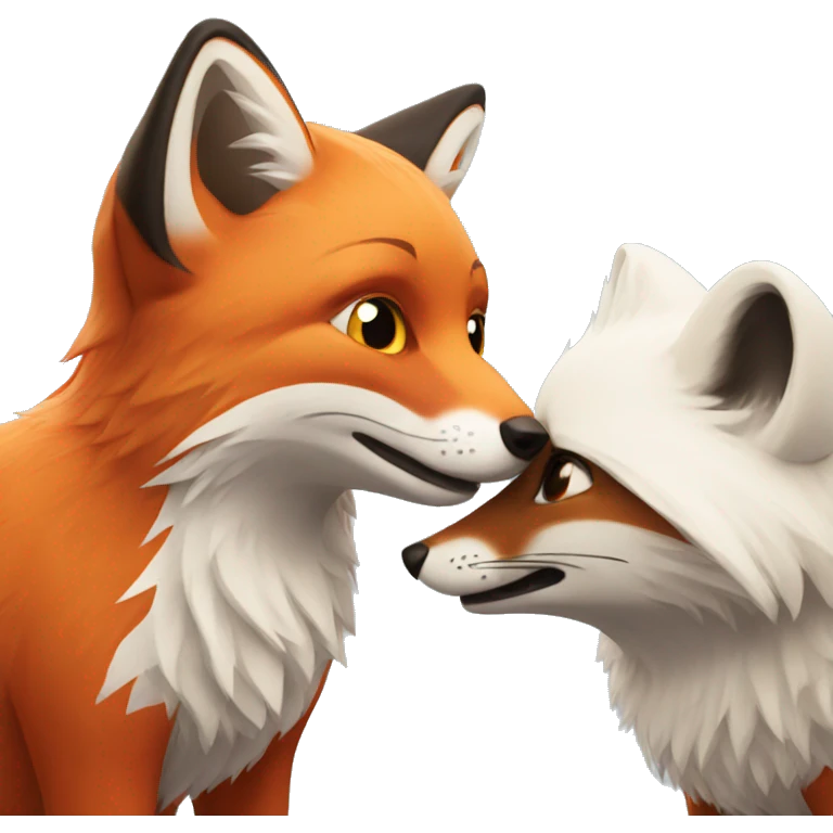 A red fox and an arctic fox emoji