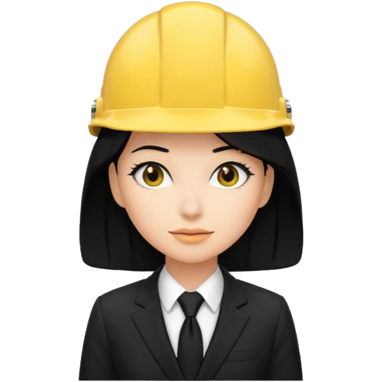 black suit black tie with yellow helmet ''black hair''  woman emoji