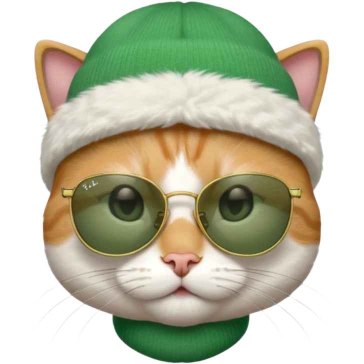 cat wearing a green beanie and ray ban sunglasses emoji