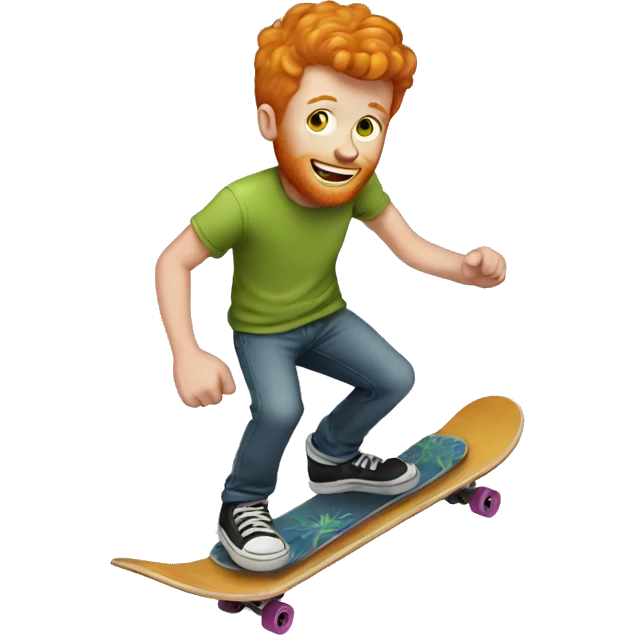 Ginger man on skateboard emoji