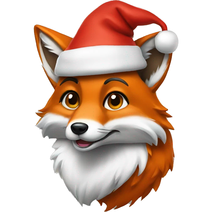 Fox wearing a Santa hat emoji