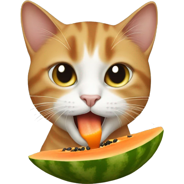 Cat eating papaya emoji