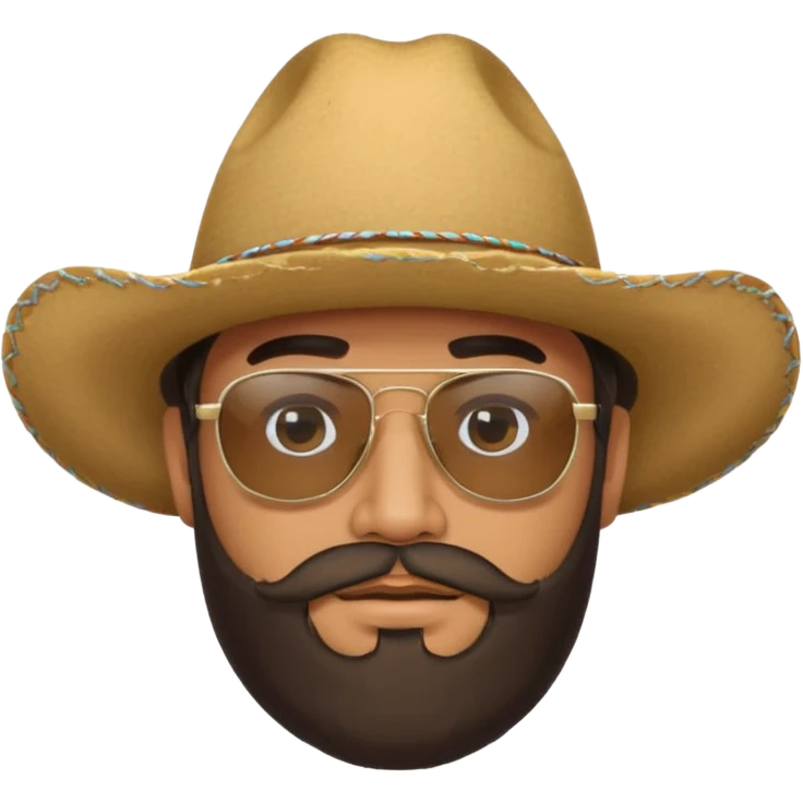 Mexican man with cowboy hat, beard and sunglasses emoji