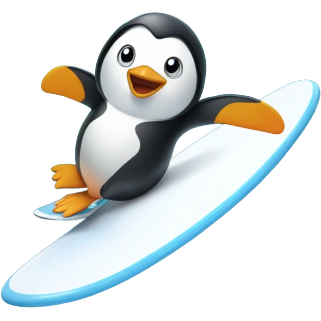 penguin surfing emoji