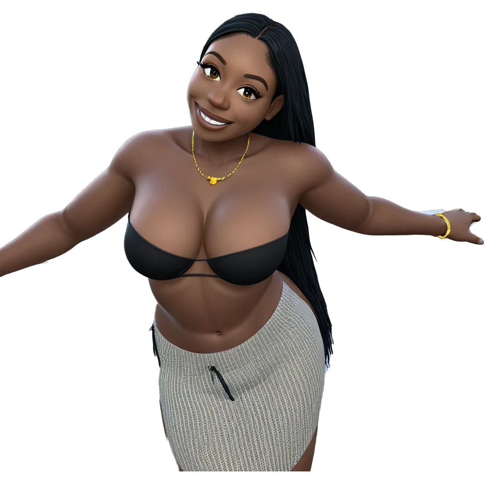 smiling girl in dark bikini emoji