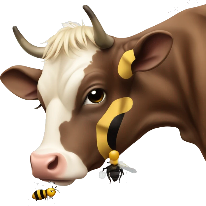 cow making out with a bee emoji