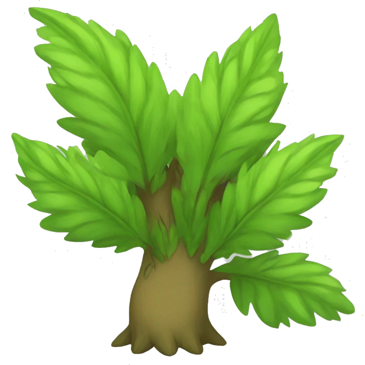  Green and Brown Kawaii Leaves-covered—Grass-Type-Bush-Fakemon-Creature full body emoji