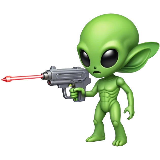 Alien emoji holding a laser gun emoji