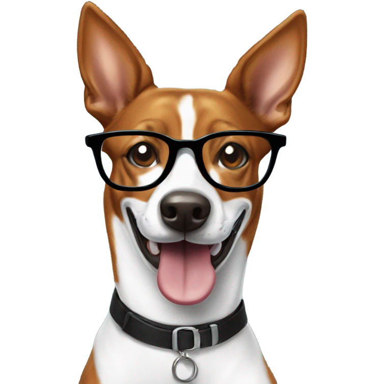 Smiling basenji wearing glasses emoji