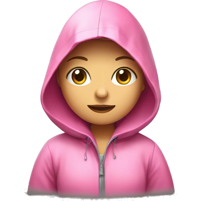 Girl in Pink raincoat dress in downpor  emoji