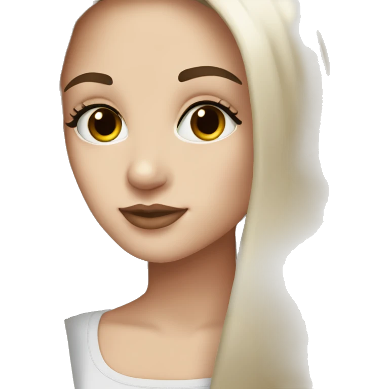 White girl dark brown straight hair lashes cute  emoji
