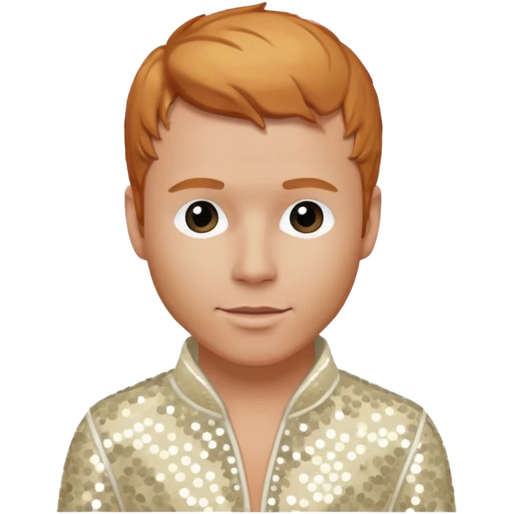 Brian Littrell from Backstreet Boys with reddish blonde hair, ivory sequin outfit emoji
