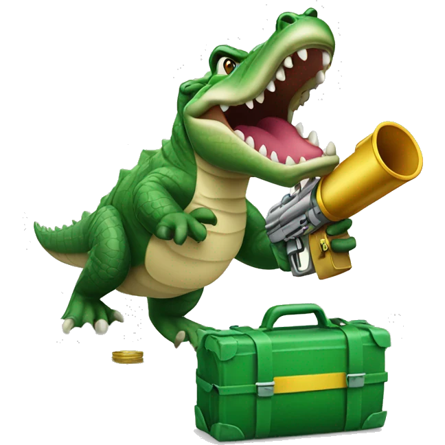 An alligator with a cash cannon emoji