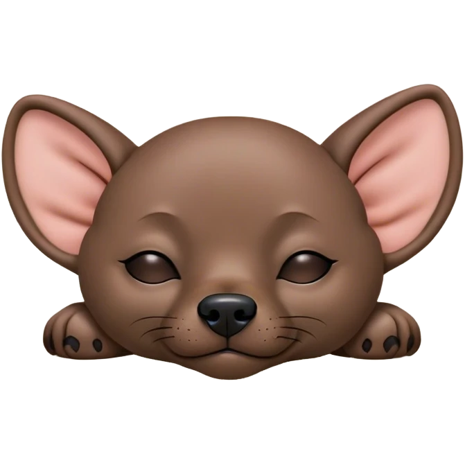 Meme-Worthy Cute Sleeping Xoloitzcuintle dog Portrait Emoji, Head resting peacefully with a contented smile, showcasing a sleek, muscular build with smooth, hairless ebony skin and gently relaxed wrinkles, eyes shut in a serene nap, Simplified yet hilariously adorable features, highly detailed, glowing with a soft, drowsy light, high shine, relaxed and utterly lovable, stylized with an air of playful laziness, bright and heartwarming, soft glowing outline, capturing the essence of a comically sleepy guardian, so meme-worthy it feels like it could instantly become the next viral sensation of adorable slumber! emoji