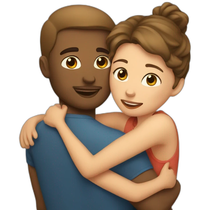 A women hugs men fair complexion  emoji