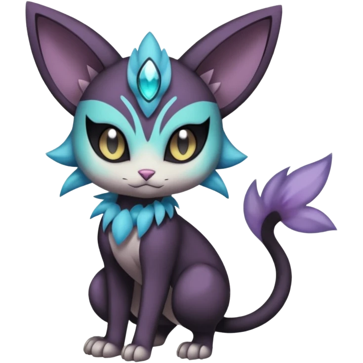Smooth Edgy Cool Dark Dusky Gloomy Meloetta-Purrloin-Gatomon-Trico-Pokémon-Fakémon-fusion-hybrid-creature emoji