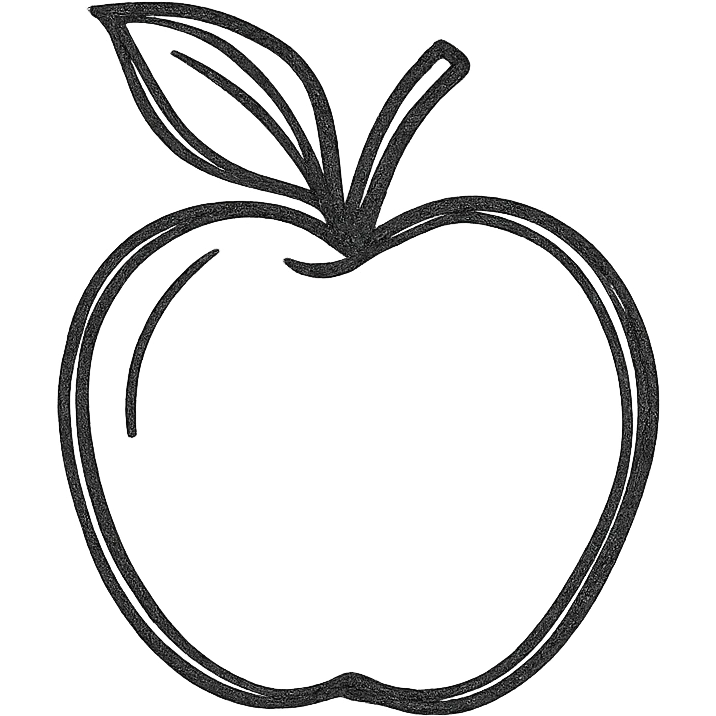 hand drawn outlined icon of a pink apple, no fill, thick lines emoji