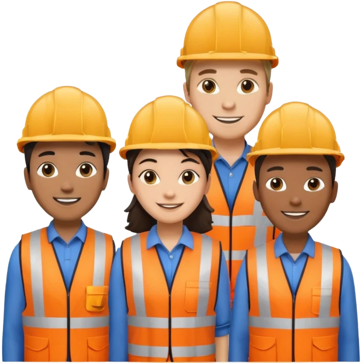 group of multiracial railway engineers emoji