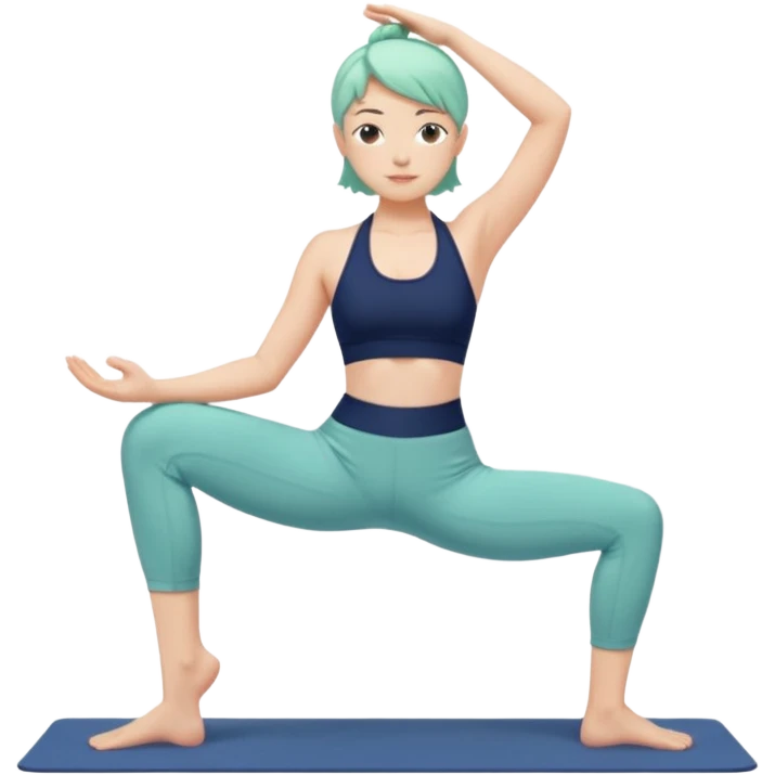 키는 작은편이고 앞머리 없는 단발머리야. 옆머리는 있고 요가를 좋아해. 남색 홀터넥을 많이 입고 민트색 요가바지를 자주 입어 emoji