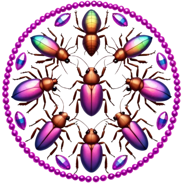 Multiple pink bedazzled cockroaches in a circle  emoji