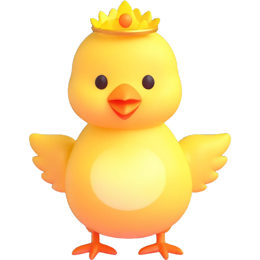 cute and simple baby chick with a glowing halo emoji